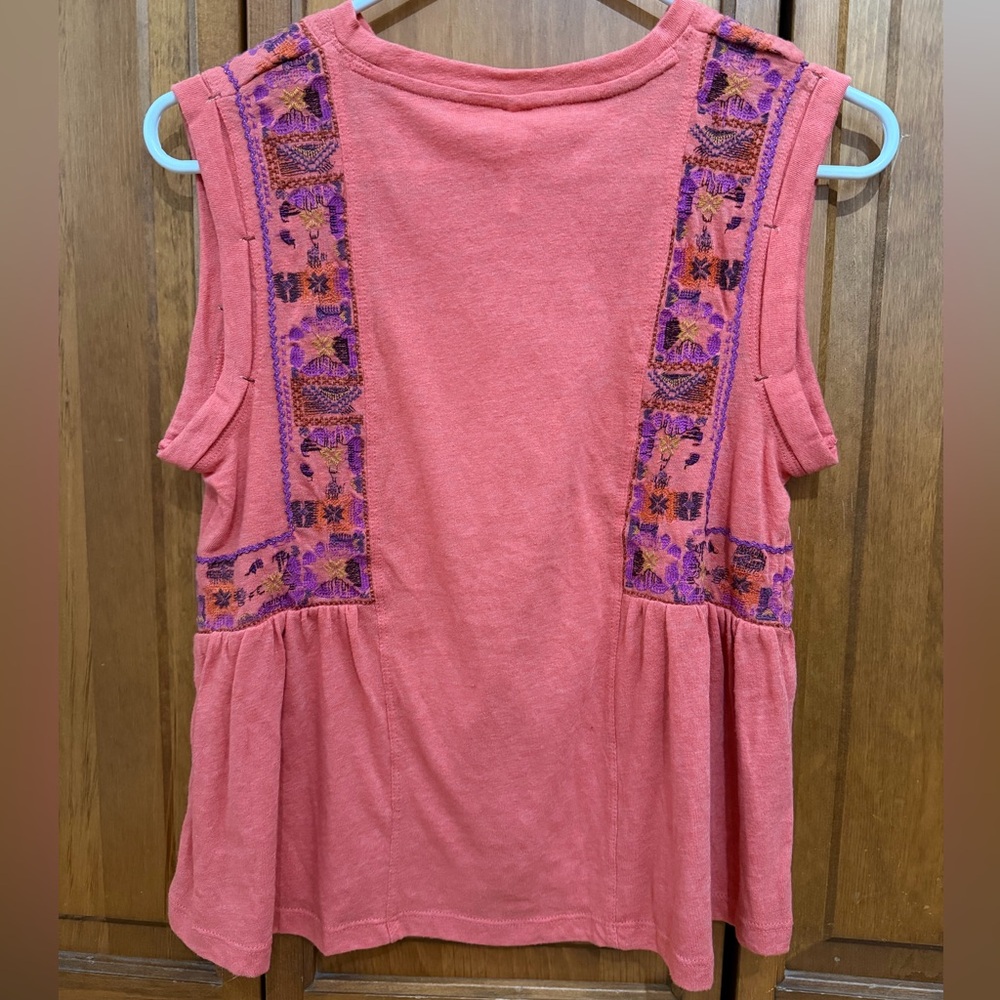 NWOT Free People Marcy Sleeveless Embroidered Top Orange XS